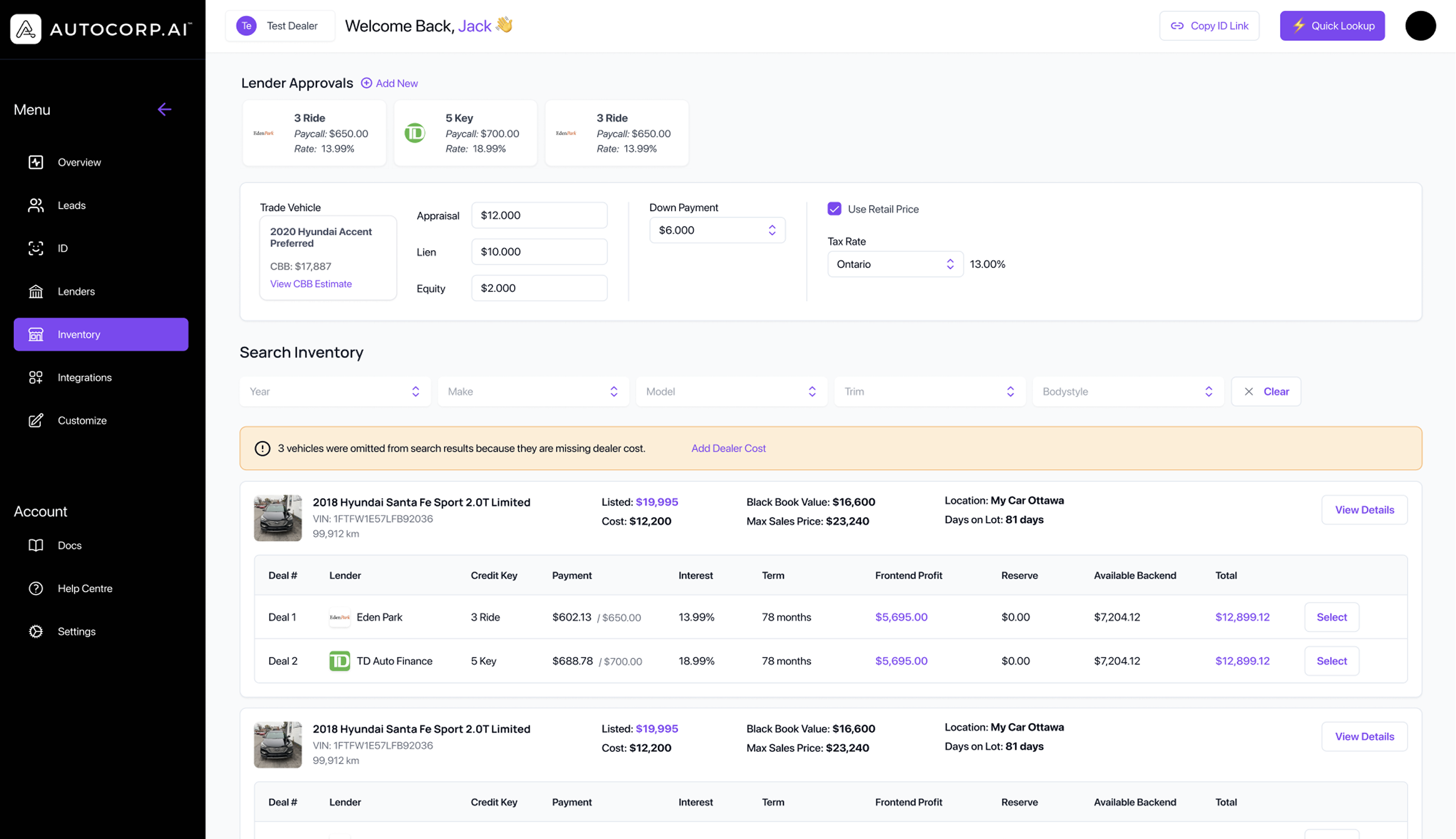AVA™ MatchBook - Inventory matching dashboard